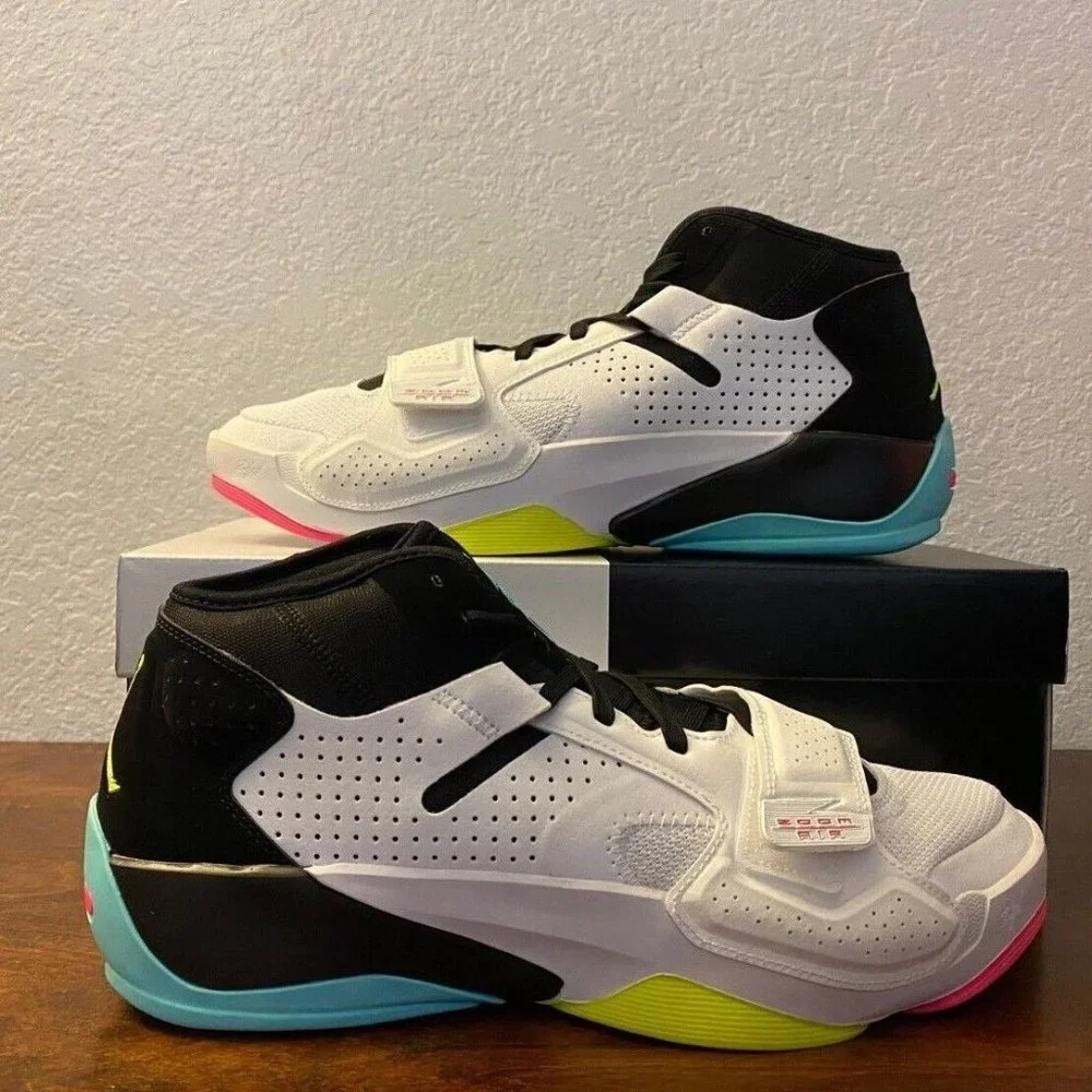Jordan Zion 2 White Volt Dynamic Turquoise Basketball Shoes DO9161-107 Size 11